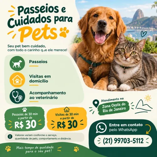 Cuidador/passeador de cães e gatos.