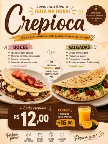 ? CREPIOCAS DOCES E SALGADAS ? FEITAS NA HORA! ?