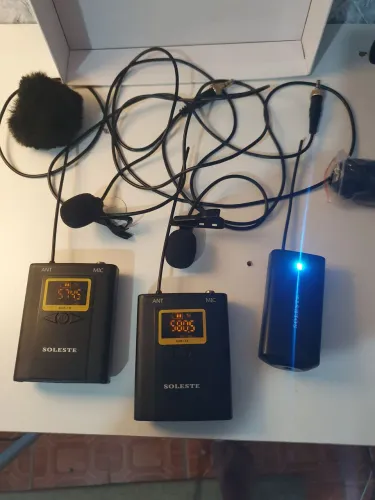 Microfone lapela soleste duplo