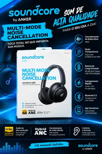 Fones de ouvido Bluetooth Soundcore by Anker Q30