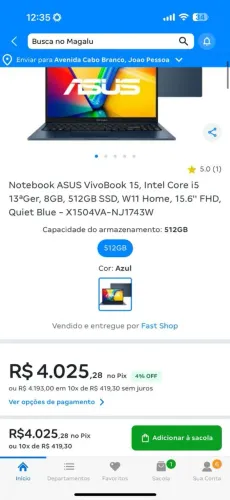 NOTEBOOK ASUS VIVO BOOK 15 13 geracao