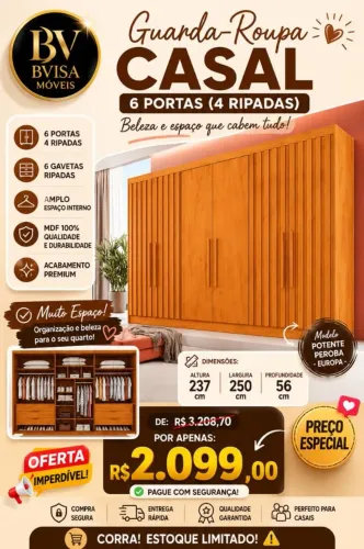 Guarda-roupa casal ripado Europa