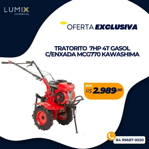 TRATORITO 7HP 4T GASOLINA C/ENXADA MCG770 KAWASHIMA