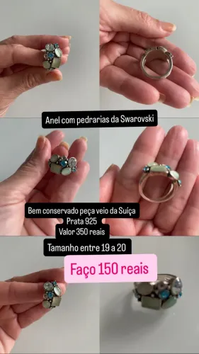 Anel da swarovisk prata 925