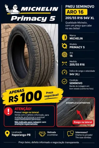 Pneu Michelin Primacy 205/55 R16 94V XL (rasgo)