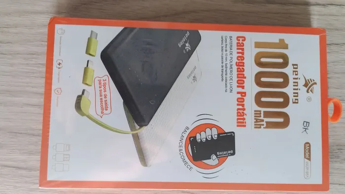 ?Power Bank Peining 10000mAh Lacrado - NOVO com Cabos Inclusos