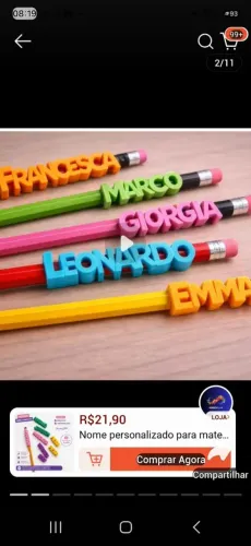 ?Ponteira de Lápis Personalizada com Nome - Lembrancinha Escolar / Dia das Crianças