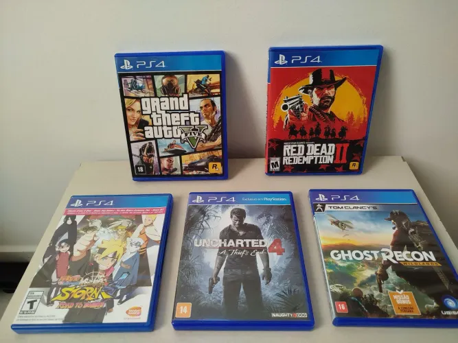 Lote de Jogos PS4 Originais - GTA V, Red Dead 2, Uncharted 4 e mais!