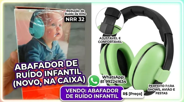 abafador de Ruído Infantil (Novo na Caixa) - Protetor Auricular para Bebês e Crianças