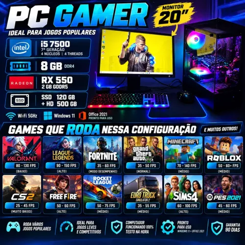 pc gamer i5 7°geração 10x sem juros