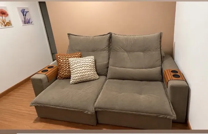 SOFÁ RECLINÁVEL 1,90m CINZA
