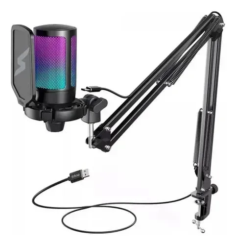 Microfone USB RGB com braço articulado