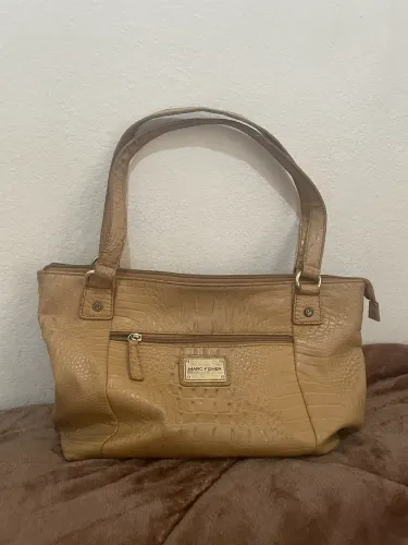 Bolsa de Ombro Marc Fisher Importada - Textura Croco Caramelo