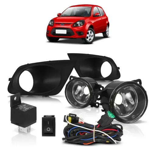 Kit Farol Milha Ford Ka 2012 a 2014 Completo + LED (Aceito 12x)