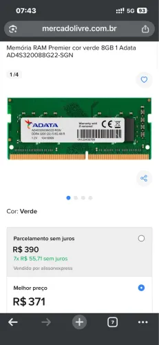 Memória ram ddr4 sodimm