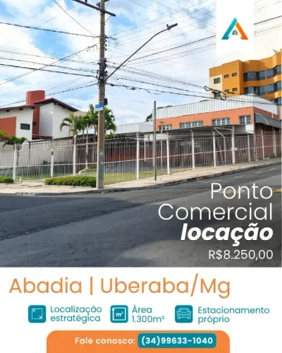 Excelente Ponto Comercial para Locação noNossa Senhora da Abadia - Uberaba - MG