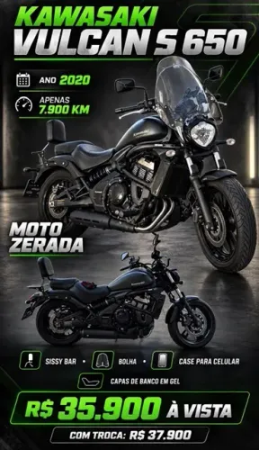 Vulcan 650 s Kawasaki abaixo da Fipe zerada moto custon potente
