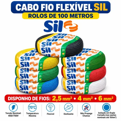 Fio flexível SIL de várias bitolas