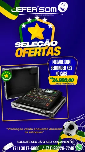 Mesa de som digital Behringer X32 no Case