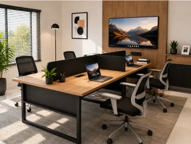 Estação Wood Delluxe. Alto Padrão: 16 Tomadas. L270cm x P140cm x A105cm