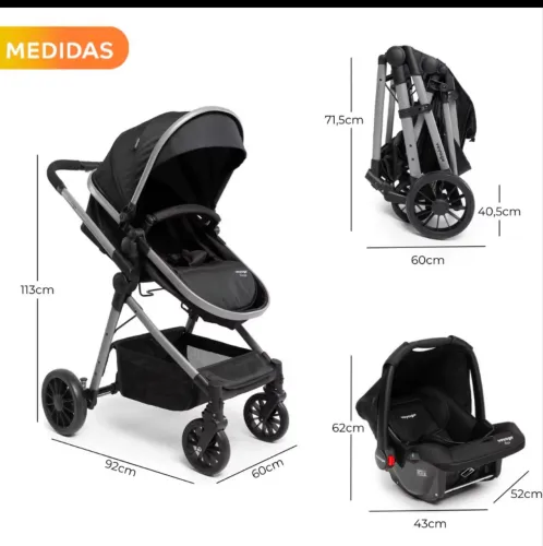 CARRINHO COMPLETO 4 EM 1 VOYAGE COM MOISÉS, BEBÊ CONFORTO E BASE PARA CARRO