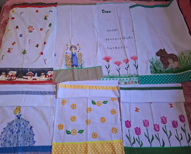 kit 3 panos de prato novos- pintado a mao grande marca santa margarida