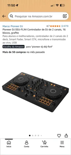 Pioneer DJ DDJ-FLX4 Controlador de DJ de 2 canais, 16 blocos, grafite