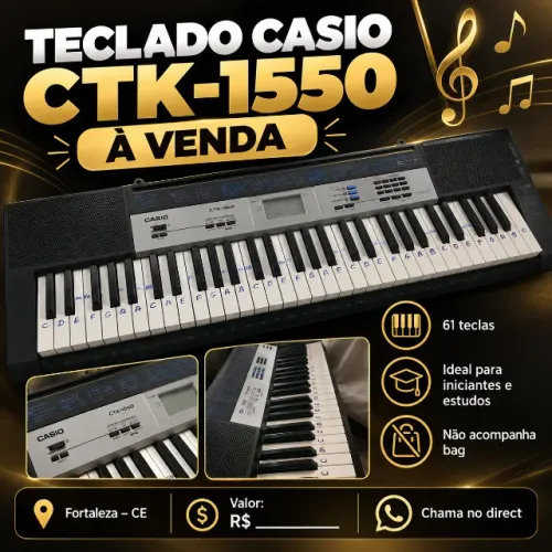 Teclado Casio CTK-1550 61 teclas - Ideal para iniciantes
