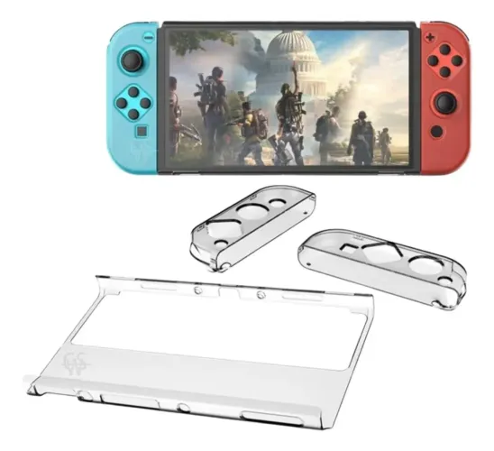 Capa Acrílica + Protetora Nintendo Switch Oled + JoyCons