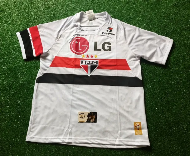 Camisa São Paulo Retrô LG 2005 Mundial Lugano Branca - Home