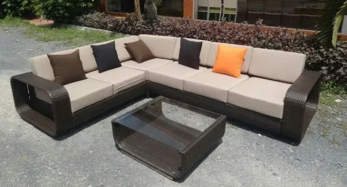 Conjunto de sofá feito a mão em fibras sintéticas para organizar ambientes 