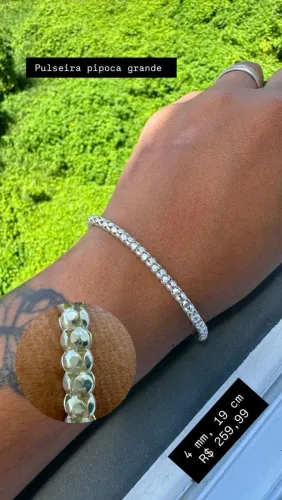 Pulseira de prata pipoca diamantada, aceito cartão