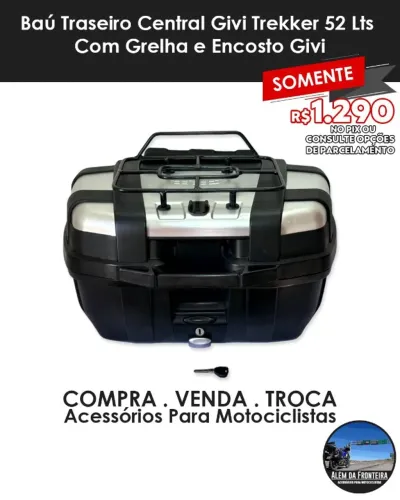 Bau Traseiro Central Givi Trekker 52 Lts C/ Encosto e Grelha-BARATO