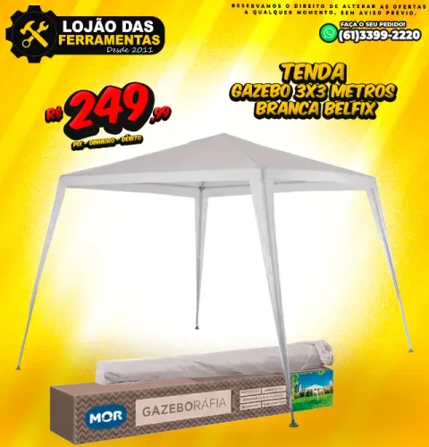 Tenda Gazebo 3x3 Metros Branca Belfix