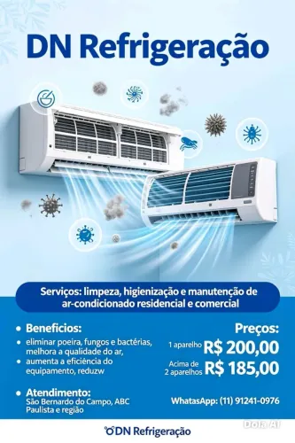 Limpeza, higienização e manutenção de Ar condicionado.