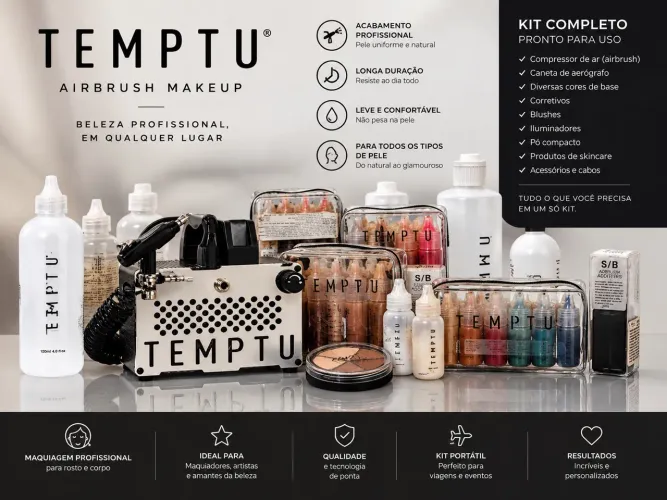 Kit Completo TEMPTU Airbrush Makeup + Compressor | Seminovo