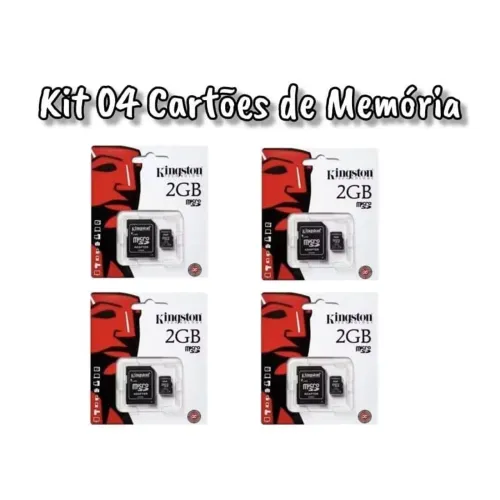 Kit 04 Cartão Micro Sd 2gb Kingston e Adaptador Para Computador