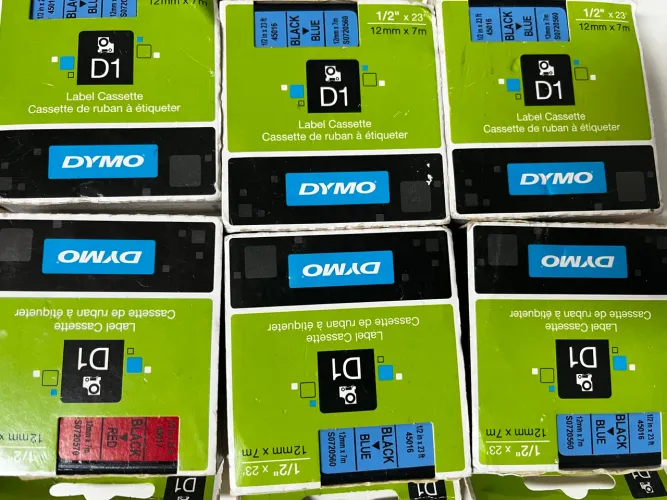 Lote 6 Fitas Para Rotulador Dymo D1 12mm X 7m Preta/