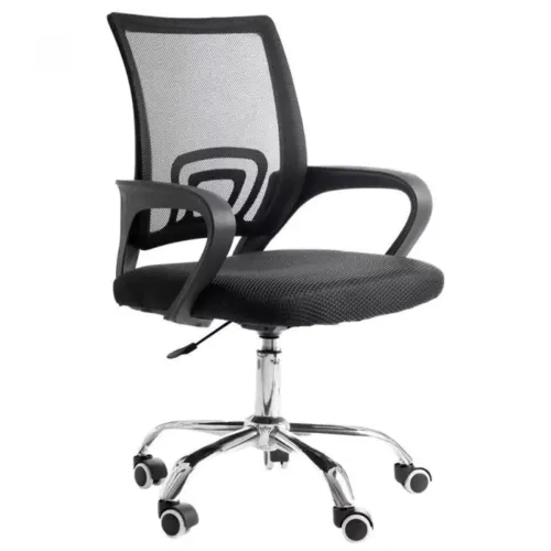 Cadeira de escritório linha Office preto com base cromada 
