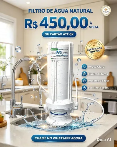 Filtro de água natural remove sujeira química e bactérias da água empresa instala