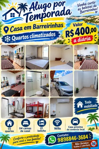 Alugo casa por temporada...400,00 a diária em Barreirinhas