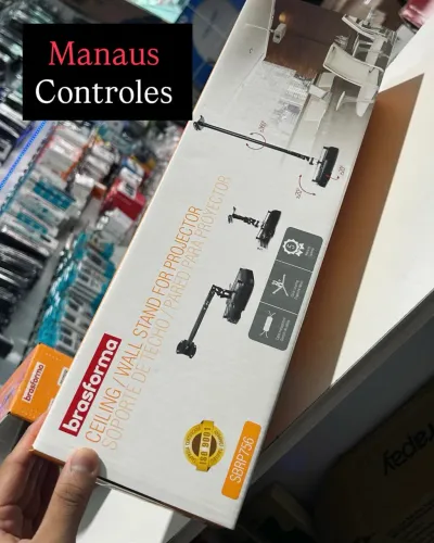 Suporte de Teto para Projetor / Datashow Branco / Preto 3 em 1 