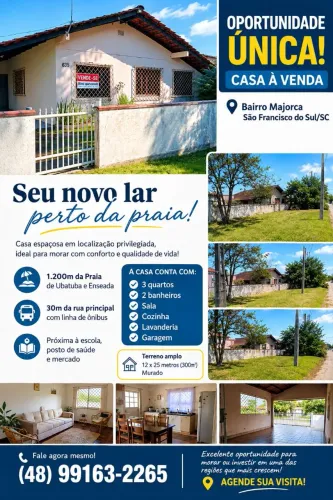 Casa no Ubatuba/ São Francisco do sul, 800 metros da praia, recém reformada.