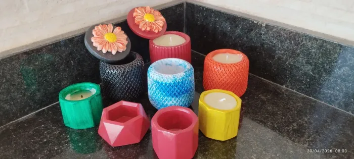 Vasinhos Gesso - Velas Aromáticas - Diversos