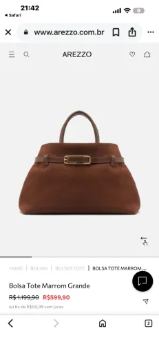 Bolsa Tote Arezzo couro rústica