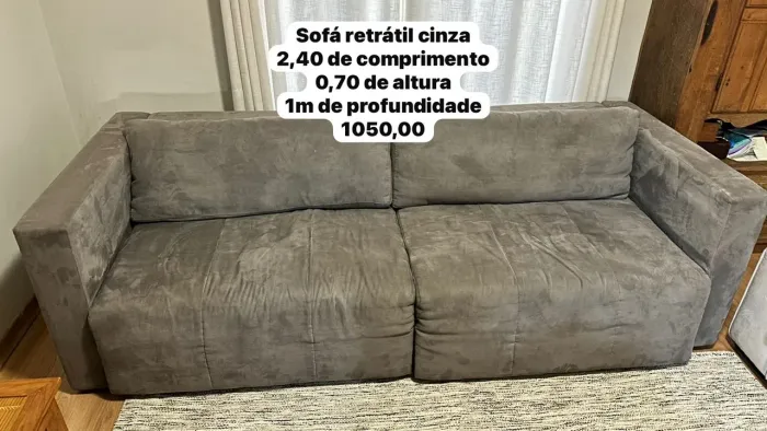 Sofá retrátil cinza