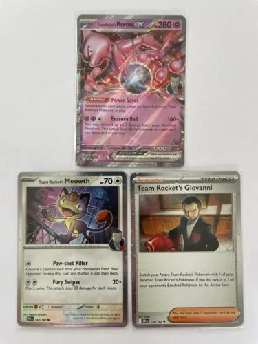 Lote Pokémon TCG Equipe Rocket - Mewtwo EX + Giovanni + Itens Rocket - Original Inglês