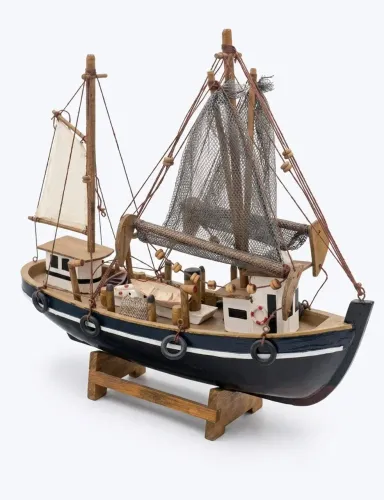 Navio Veleiro Decorativo Em Madeira 
