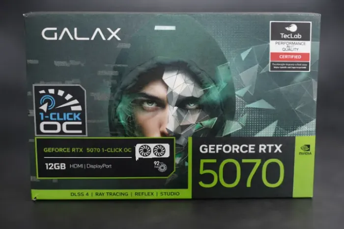 Placa de Vídeo GALAX RTX 5070 1-Click OC, 12GB, GDDR7, 192 Bit, Ray Tracing