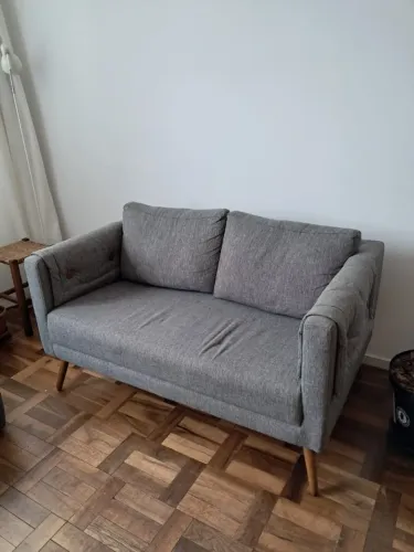 Sofá Namoradeira Luna 2 Lugares Linho Cinza